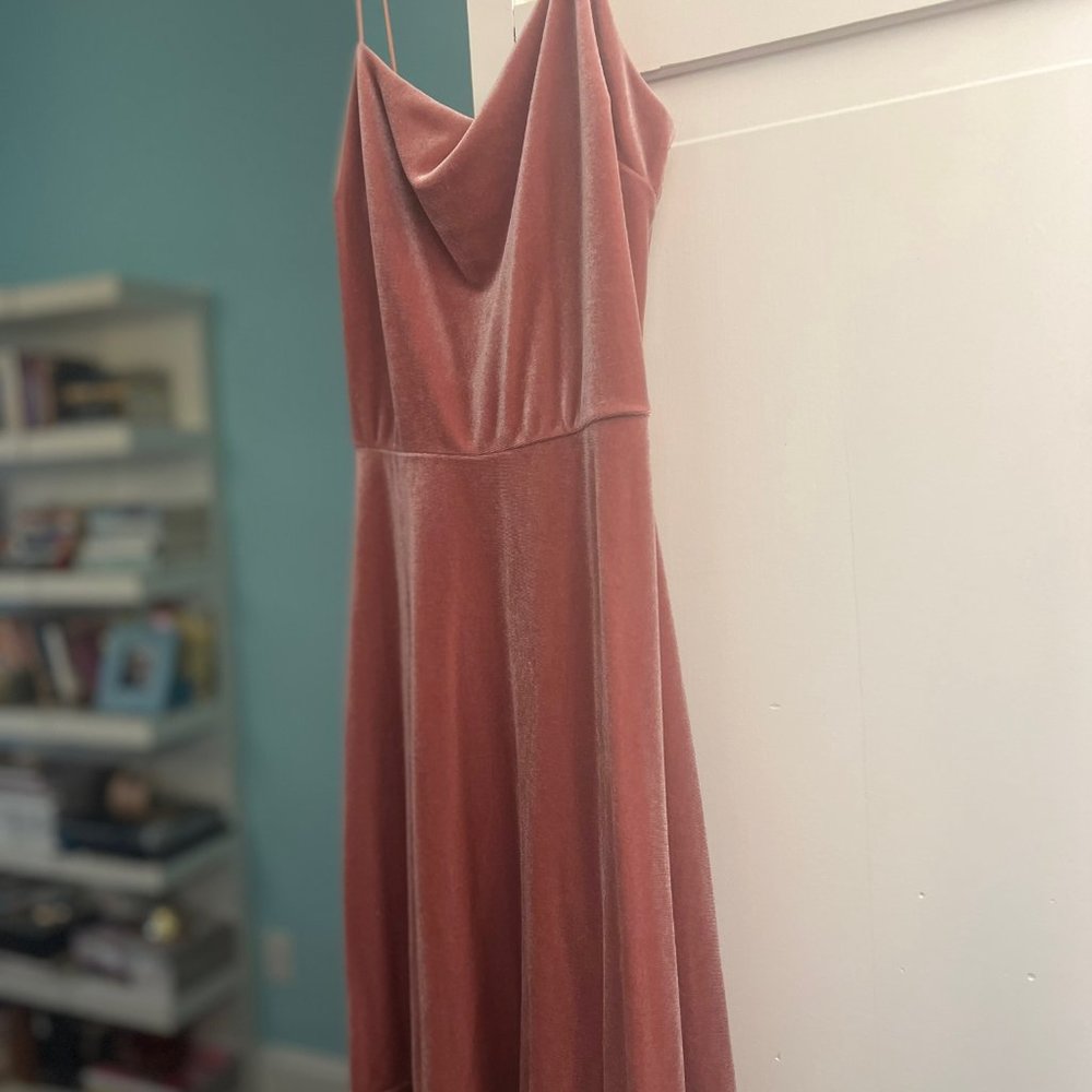 Urban Outfitters Straight Neck Pink Velvet Skater Dress Size Small